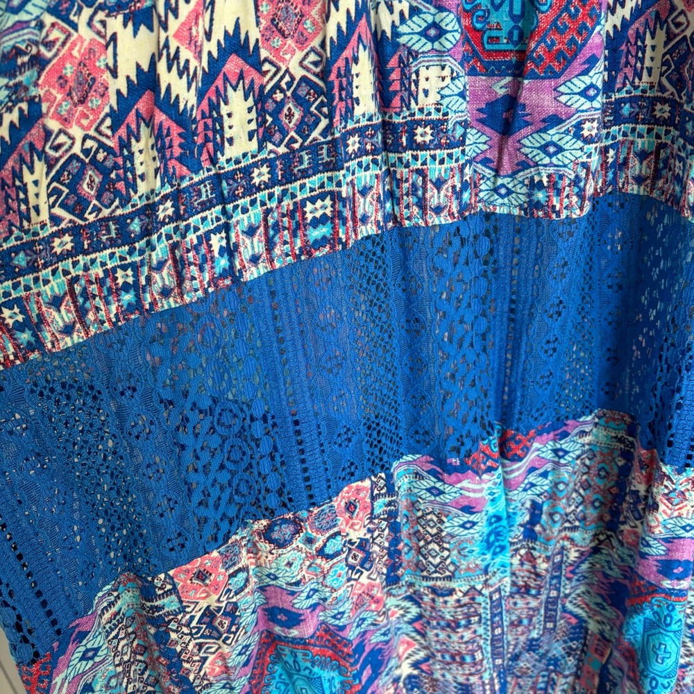 Blue Patterned Maxi Dress - Picture 4 of 8